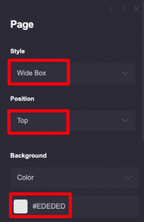 Settings of changing style