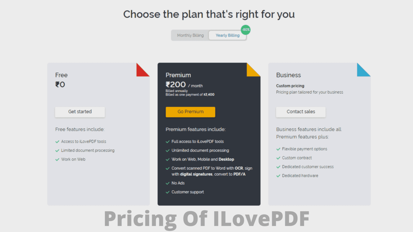 Pricing Of ILovePDF